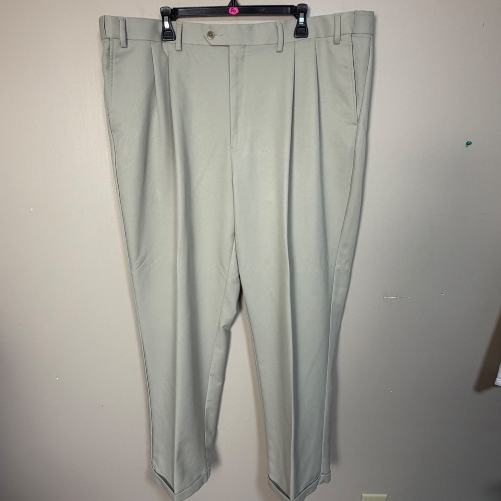 David Taylor Collection‎ Mens Khaki Chino Pants Tan Stretch Flat Front 36x29